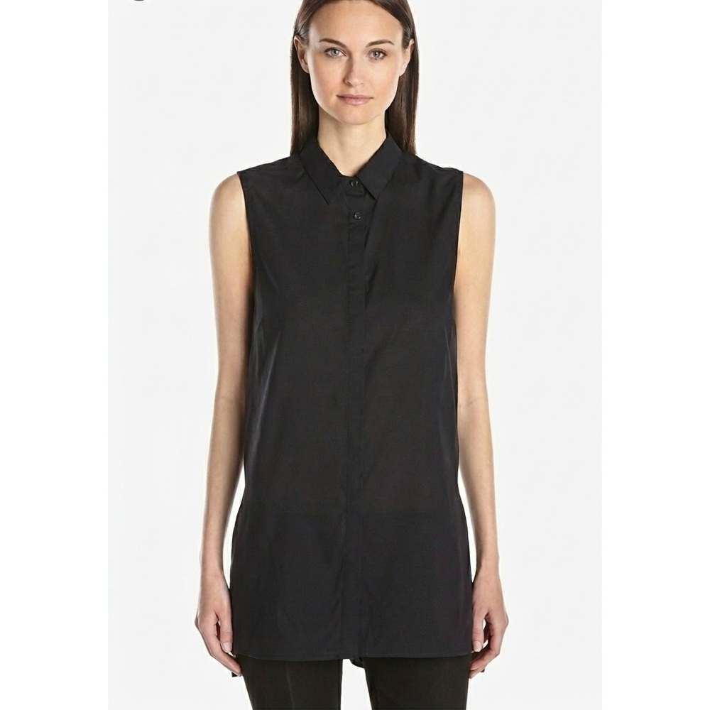 Helmut Lang Sleeveless Cotton Tunic in Black Medium